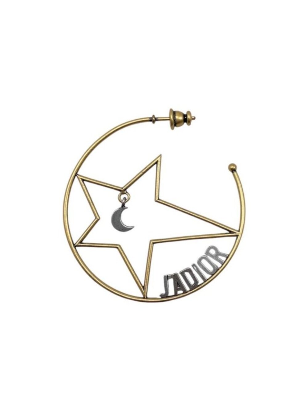 Dior Hoop Earrings Star Moon Crescent Logo Gold - Picture 2 of 14